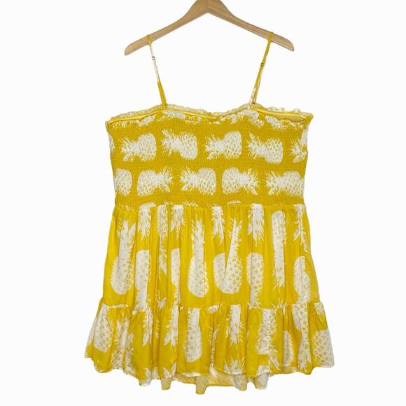 Anthropologie Pineapple Print Smocked Mini Dress size 3X - Picture 3 of 10